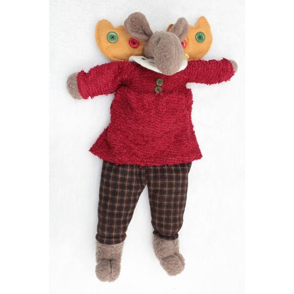 Moose Plush Shelf Sitter Rustic Cabin Christmas Weighted Bottom Dangling Legs - Picture 6 of 9